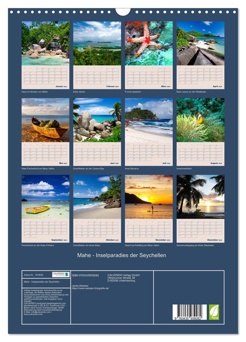 Mahe - Inselparadies der Seychellen (CALVENDO Wandkalender 2025)