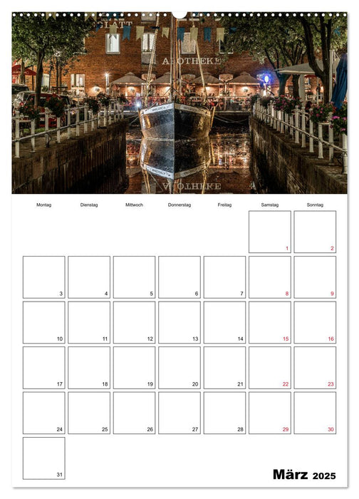 Buxtehude bei Nacht (CALVENDO Wandkalender 2025)