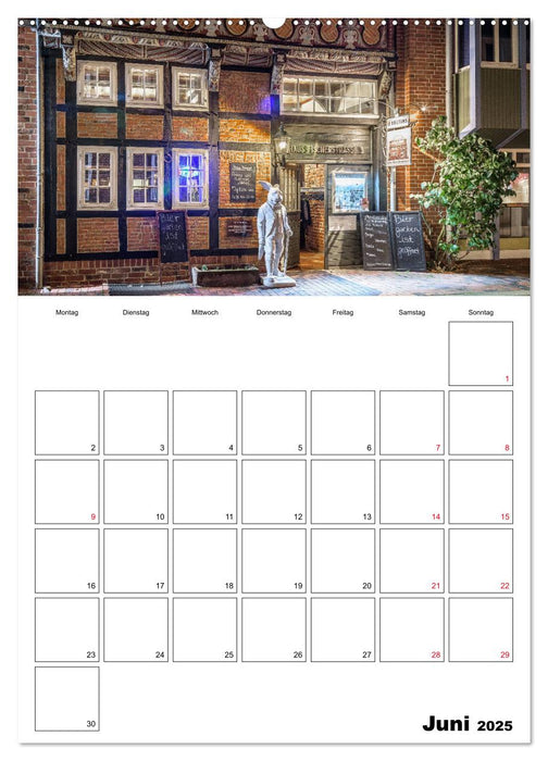 Buxtehude bei Nacht (CALVENDO Wandkalender 2025)