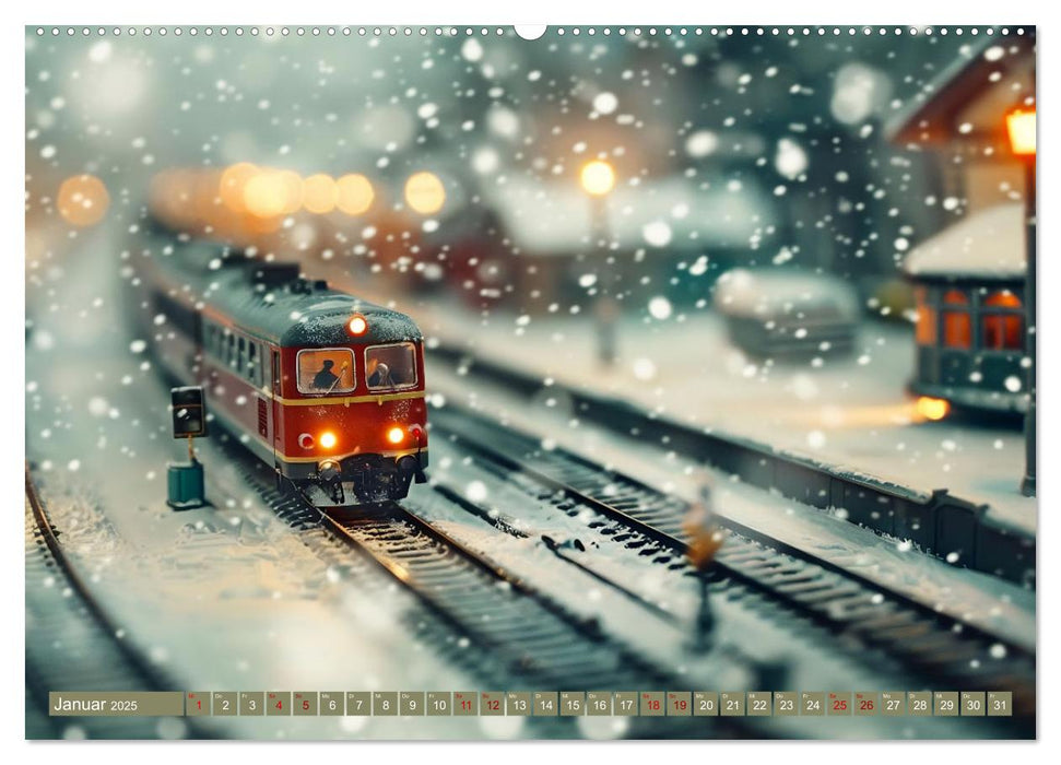 Miniaturwelt Eisenbahn - Zug um Zug ins Abenteuer (CALVENDO Wandkalender 2025)