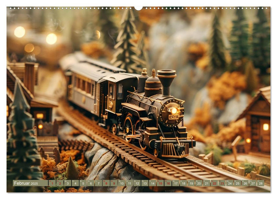 Miniaturwelt Eisenbahn - Zug um Zug ins Abenteuer (CALVENDO Wandkalender 2025)