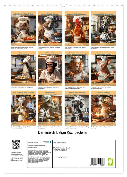 Der tierisch lustige Kochbegleiter (CALVENDO Premium Wandkalender 2025)