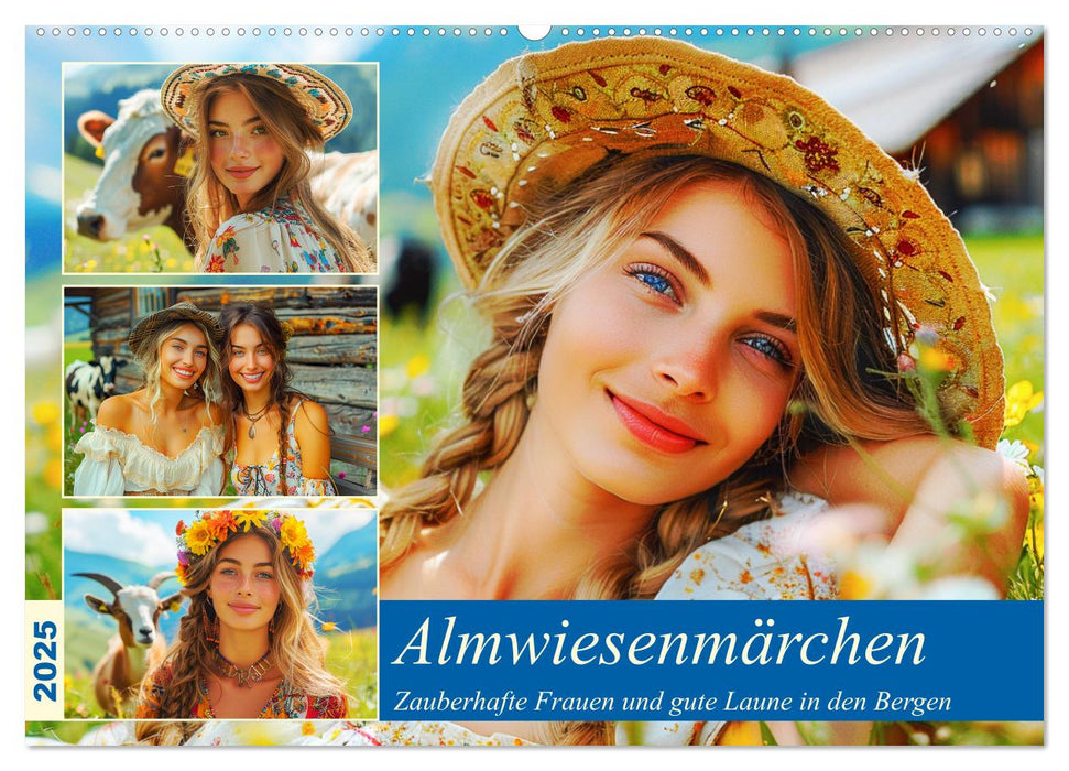 Almwiesenmärchen. Zauberhafte Frauen und gute Laune in den Bergen (CALVENDO Wandkalender 2025)