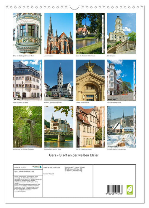 Gera - Stadt an der weißen Elster (CALVENDO Wandkalender 2025)