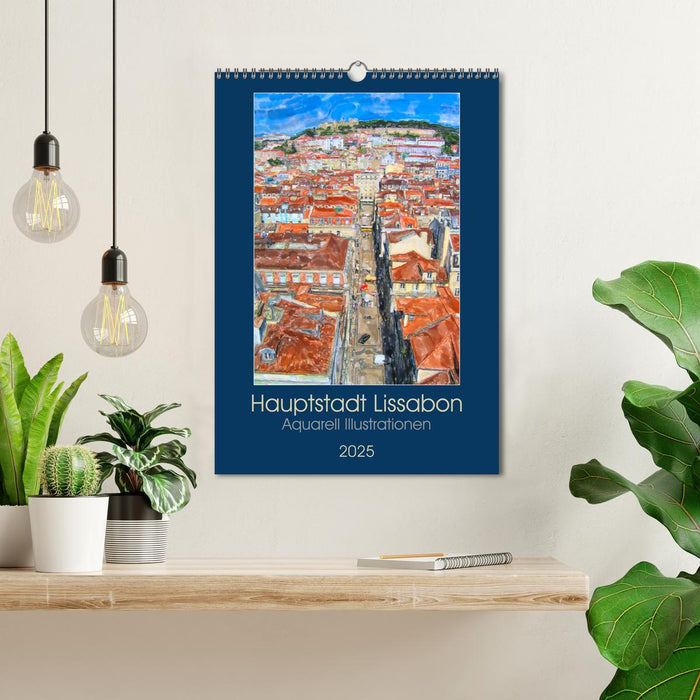 Hauptstadt Lissabon - Aquarell Illustrationen (CALVENDO Wandkalender 2025)