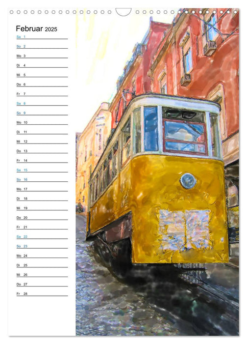 Hauptstadt Lissabon - Aquarell Illustrationen (CALVENDO Wandkalender 2025)