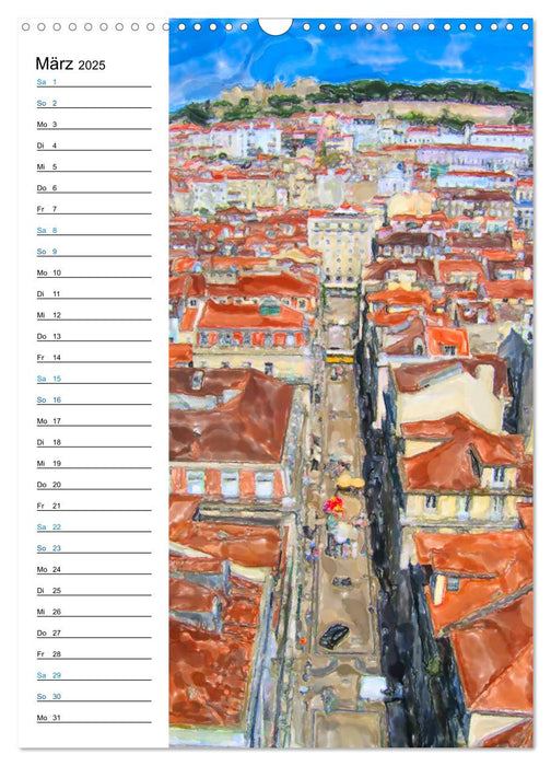 Hauptstadt Lissabon - Aquarell Illustrationen (CALVENDO Wandkalender 2025)