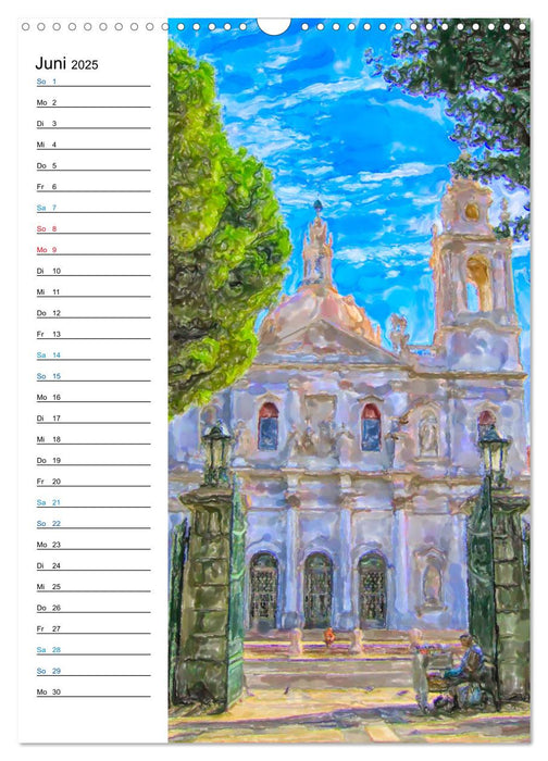 Hauptstadt Lissabon - Aquarell Illustrationen (CALVENDO Wandkalender 2025)