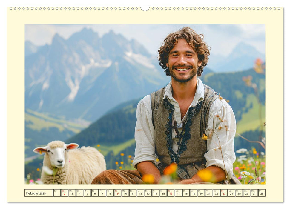 Leben auf der Alm. Junge Männer im Einklang mit der Natur (CALVENDO Wandkalender 2025)