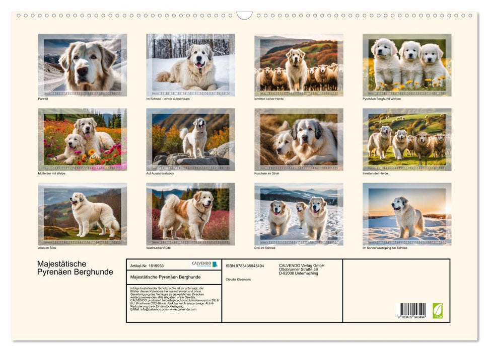 Majestätische Pyrenäen Berghunde (CALVENDO Wandkalender 2025)