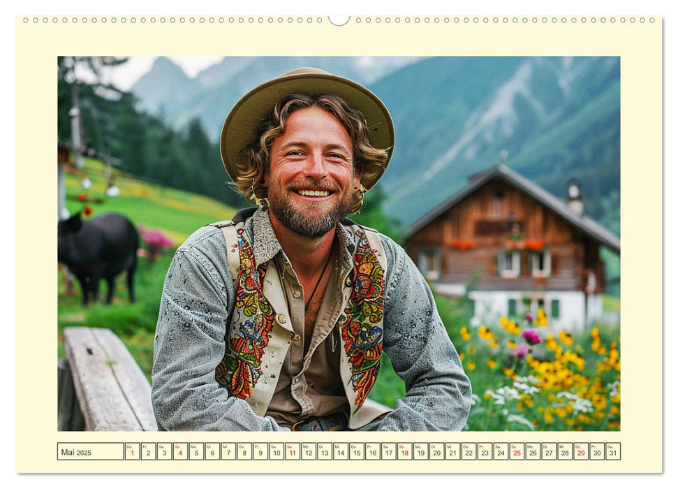 Leben auf der Alm. Junge Männer im Einklang mit der Natur (CALVENDO Premium Wandkalender 2025)