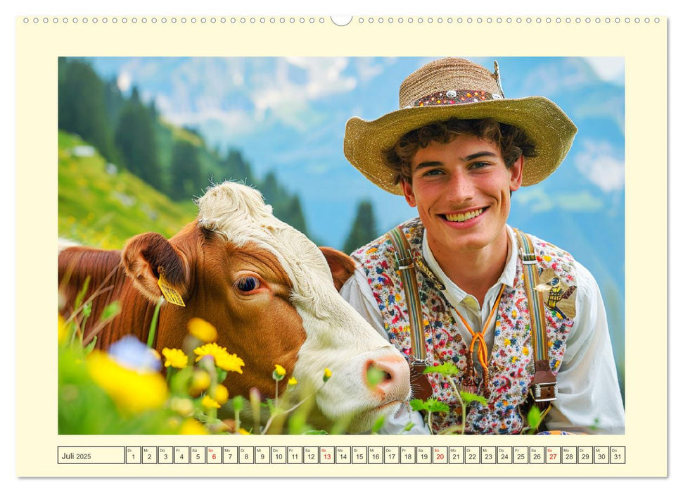 Leben auf der Alm. Junge Männer im Einklang mit der Natur (CALVENDO Premium Wandkalender 2025)