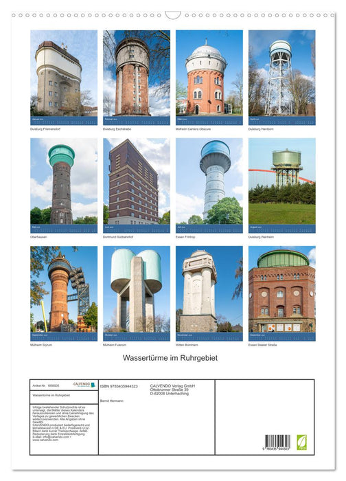 Wassertürme im Ruhrgebiet (CALVENDO Wandkalender 2025)