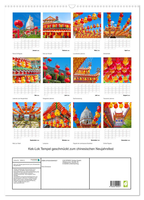 Kek-Lok Tempel geschmückt zum chinesischen Neujahrsfest (CALVENDO Wandkalender 2025)