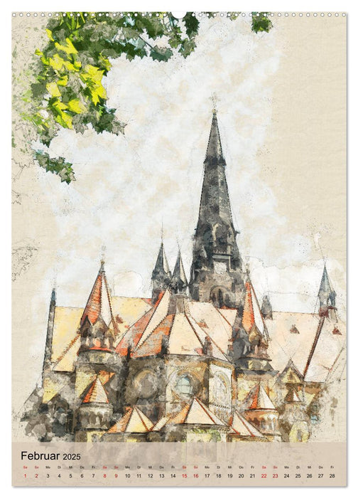 Dresden wie gemalt (CALVENDO Wandkalender 2025)