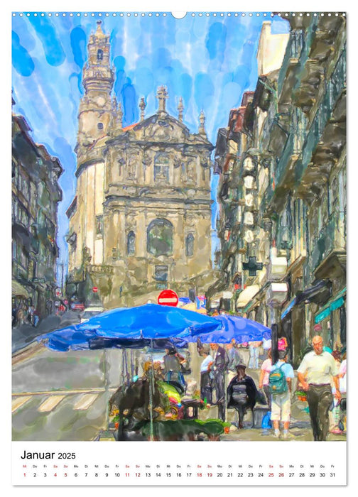 Porto - Stadtansichten in Aquarell (CALVENDO Wandkalender 2025)