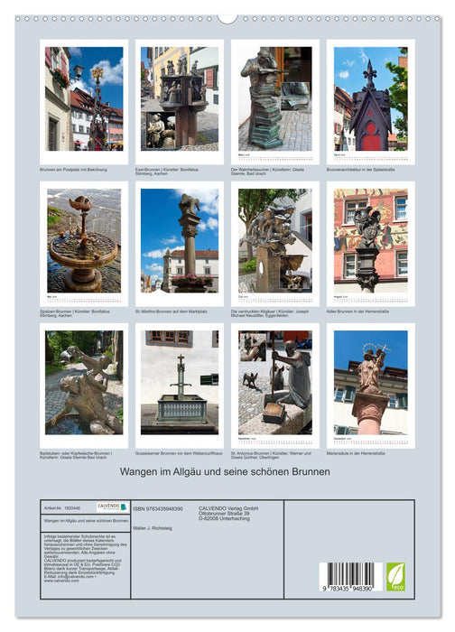 Wangen im Allgäu und seine schönen Brunnen (CALVENDO Premium Wandkalender 2025)