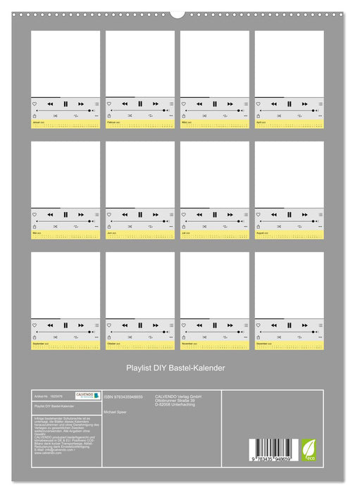 Playlist DIY Bastel-Kalender (CALVENDO Premium Wandkalender 2025)