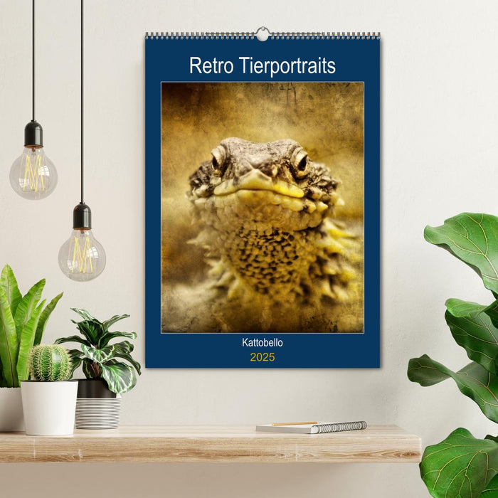 Retro Tierportraits (CALVENDO Wandkalender 2025)