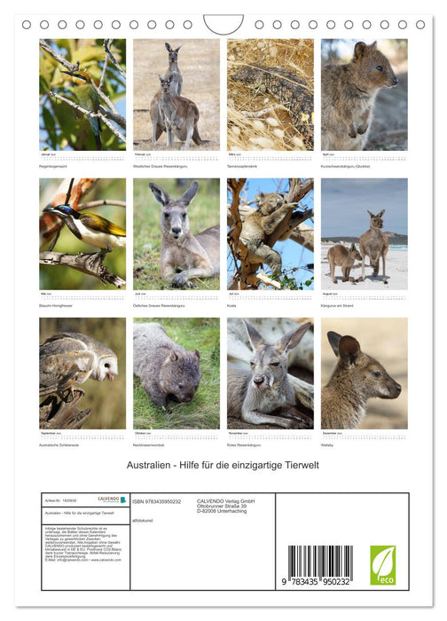 Australien - Hilfe für die einzigartige Tierwelt (CALVENDO Wandkalender 2025)