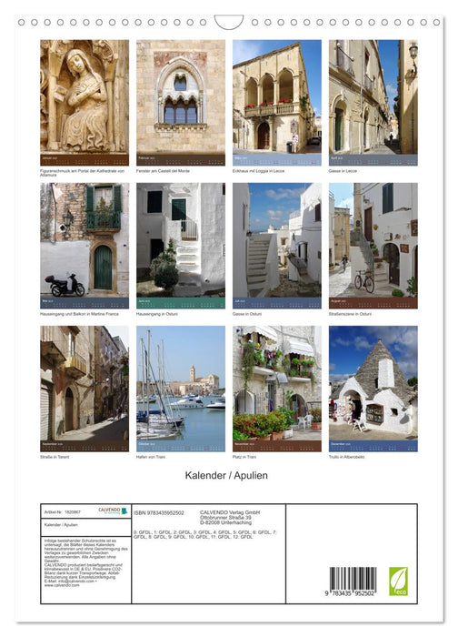 Kalender / Apulien (CALVENDO Wandkalender 2025)