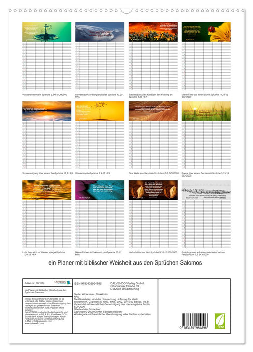 ein Planer mit biblischer Weisheit aus den Sprüchen Salomos (CALVENDO Premium Wandkalender 2025)