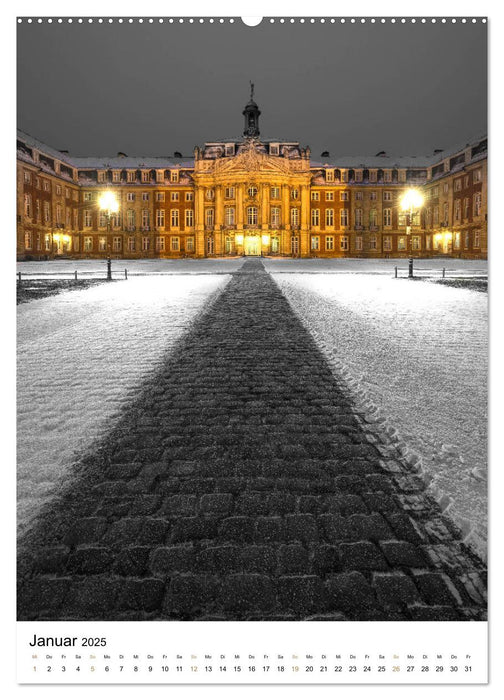 Münster - erstrahlt bei Nacht (CALVENDO Premium Wandkalender 2025)