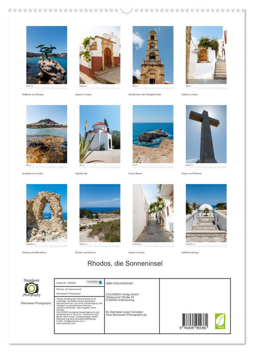 Rhodos, die Sonneninsel (CALVENDO Premium Wandkalender 2025)