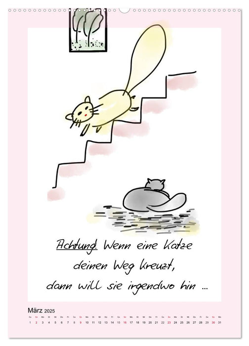 Katzen. Lustige Sprüche für Katzenmenschen (CALVENDO Wandkalender 2025)