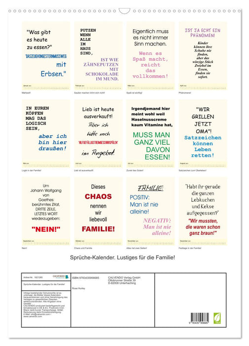Sprüche-Kalender. Lustiges für die Familie! (CALVENDO Wandkalender 2025)
