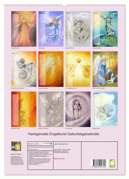 Handgemalte Engelkunst Geburtstagskalender (CALVENDO Wandkalender 2025)