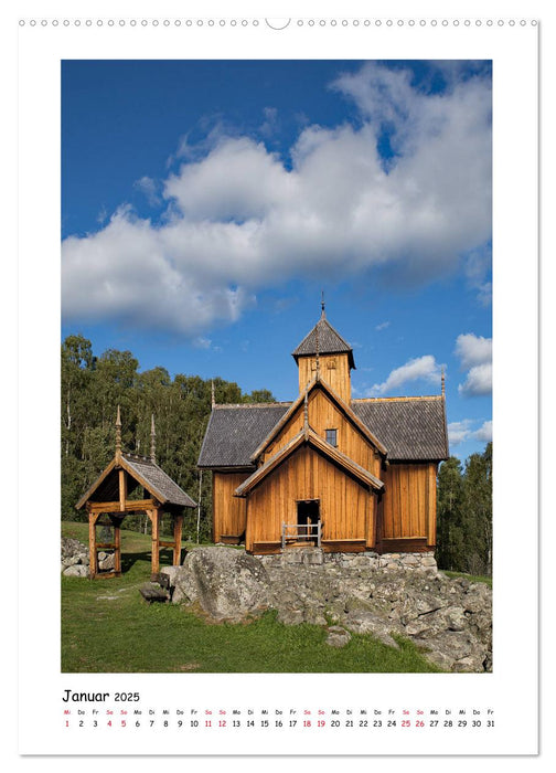 Stabkirchen Norwegens - Meisterwerke mittelalterlicher Holzarchitektur (CALVENDO Premium Wandkalender 2025)