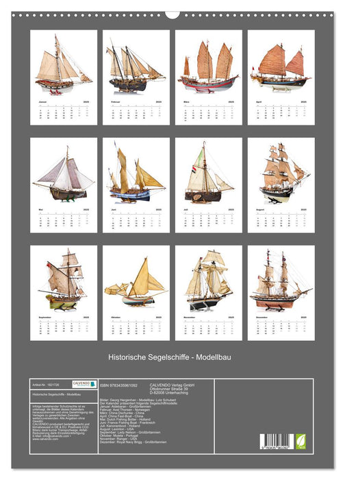 Historische Segelschiffe - Modellbau (CALVENDO Wandkalender 2025)