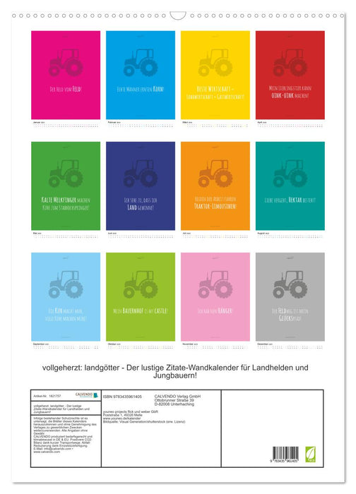 vollgeherzt: landgötter - Der lustige Zitate-Wandkalender für Landhelden und Jungbauern! (CALVENDO Wandkalender 2025)