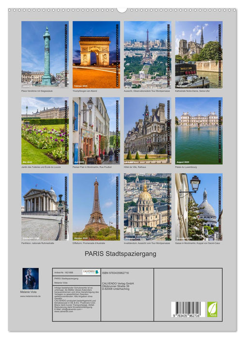 PARIS Stadtspaziergang (CALVENDO Premium Wandkalender 2025)