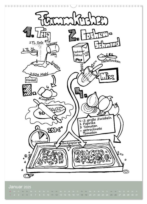 KOCH MAL KALENDER - Lustige Rezepte zum Ausmalen (CALVENDO Premium Wandkalender 2025)