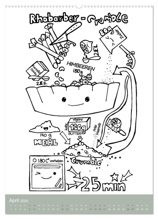 KOCH MAL KALENDER - Lustige Rezepte zum Ausmalen (CALVENDO Premium Wandkalender 2025)