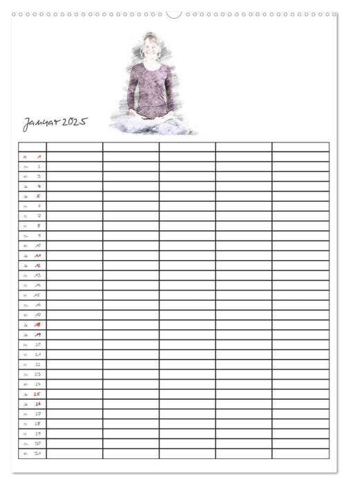 Yoga Inspirationen - Familienplaner (CALVENDO Premium Wandkalender 2025)