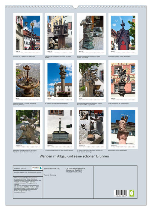 Wangen im Allgäu und seine schönen Brunnen (CALVENDO Wandkalender 2025)