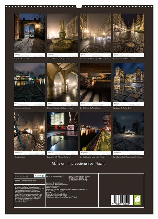 Münster - Impressionen bei Nacht (CALVENDO Premium Wandkalender 2025)