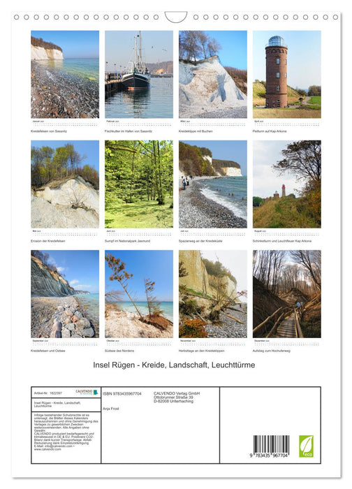 Insel Rügen - Kreide, Landschaft, Leuchttürme (CALVENDO Wandkalender 2025)