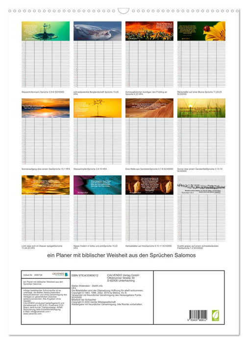 ein Planer mit biblischer Weisheit aus den Sprüchen Salomos (CALVENDO Wandkalender 2025)