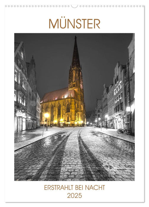 Münster - erstrahlt bei Nacht (CALVENDO Wandkalender 2025)