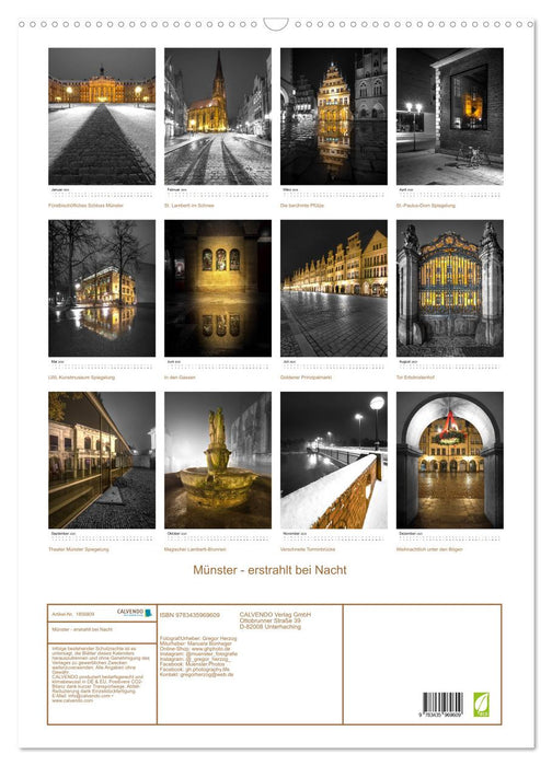 Münster - erstrahlt bei Nacht (CALVENDO Wandkalender 2025)