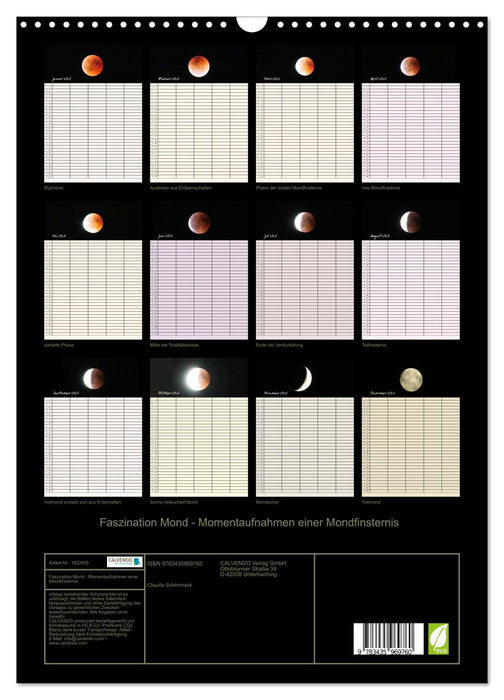 Faszination Mond - Momentaufnahmen einer Mondfinsternis (CALVENDO Wandkalender 2025)