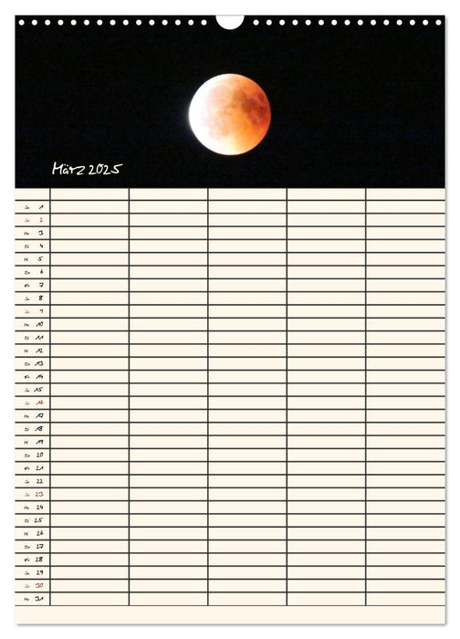 Faszination Mond - Momentaufnahmen einer Mondfinsternis (CALVENDO Wandkalender 2025)