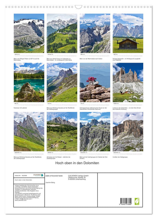 Hoch oben in den Dolomiten (CALVENDO Wandkalender 2025)