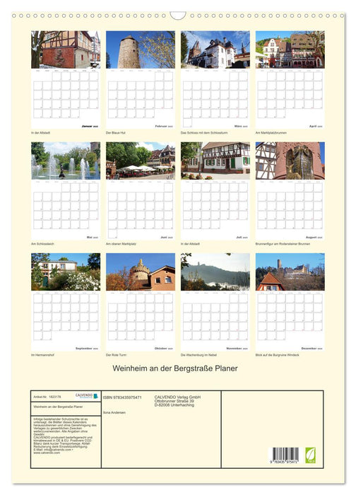 Weinheim an der Bergstraße Planer (CALVENDO Wandkalender 2025)