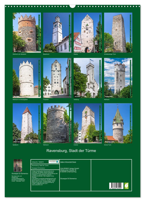 Ravensburg, Stadt der Türme (CALVENDO Wandkalender 2025)