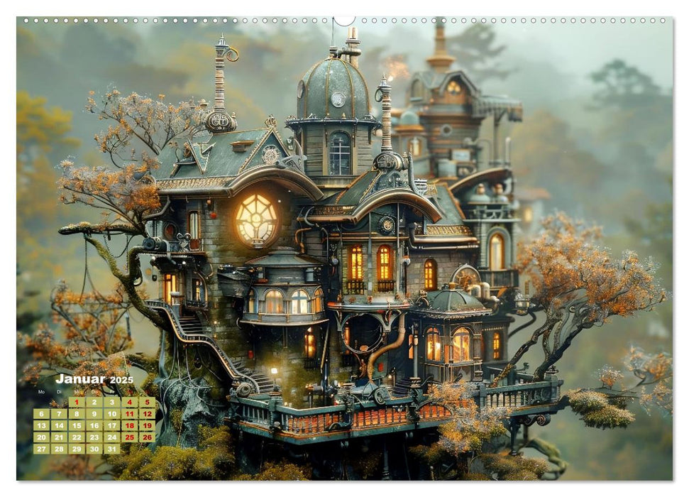 Miniaturwelt Faszinierend winzige Häuser im Steampunk-Stil (CALVENDO Wandkalender 2025)